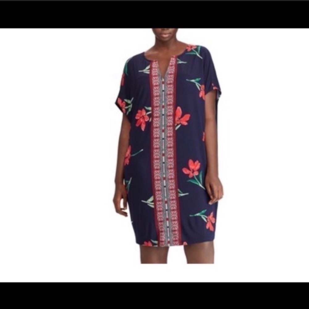Women's Plus Chaps Floral Mosaic Shift Dress